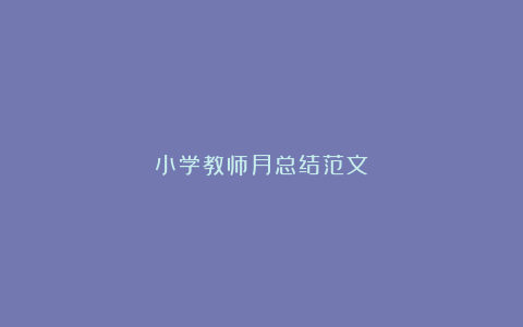 小学教师月总结范文