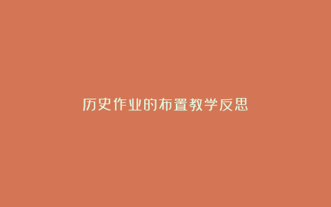 历史作业的布置教学反思