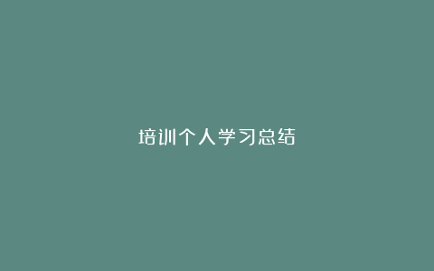 培训个人学习总结