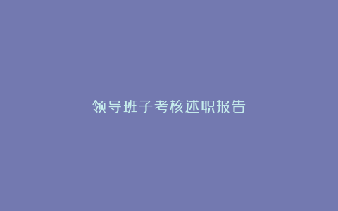 领导班子考核述职报告