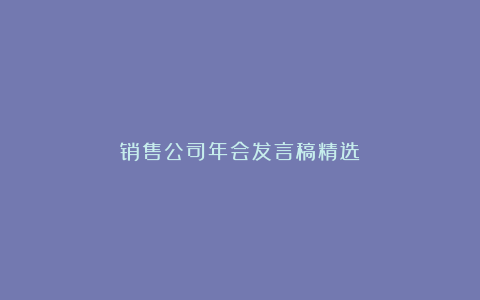 销售公司年会发言稿精选