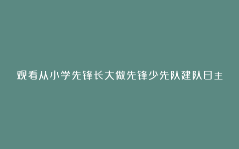 观看从小学先锋长大做先锋少先队建队日主题直播心得体会