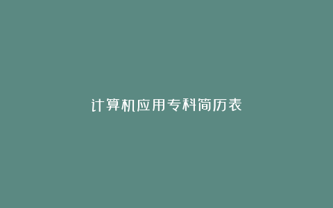 计算机应用专科简历表