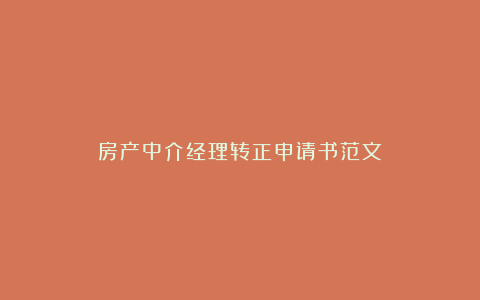 房产中介经理转正申请书范文