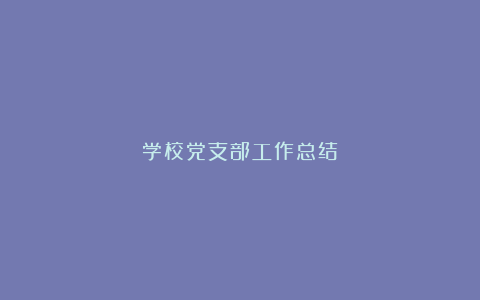 学校党支部工作总结