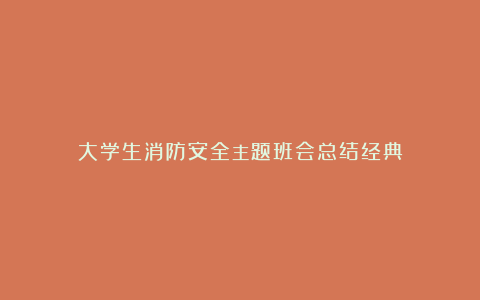 大学生消防安全主题班会总结经典