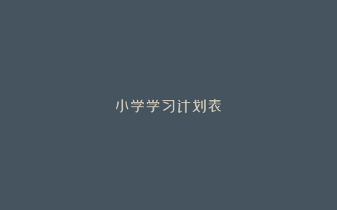 小学学习计划表