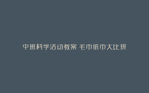 中班科学活动教案《毛巾纸巾大比拼》