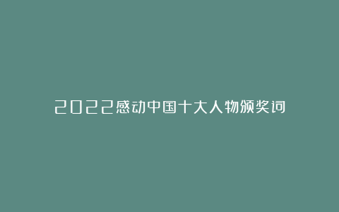 2022感动中国十大人物颁奖词