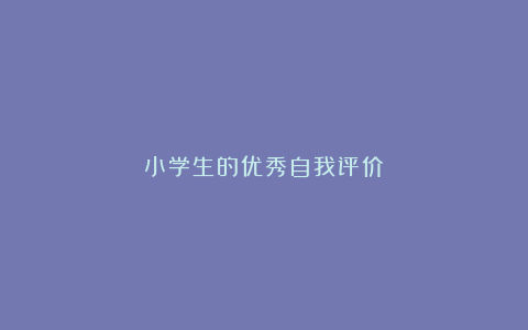 小学生的优秀自我评价