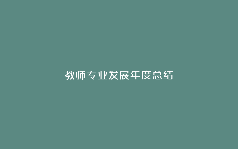 教师专业发展年度总结