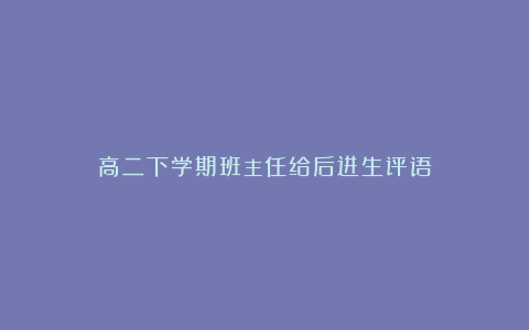 高二下学期班主任给后进生评语