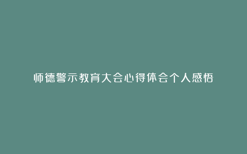 师德警示教育大会心得体会个人感悟