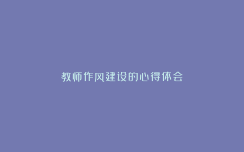 教师作风建设的心得体会