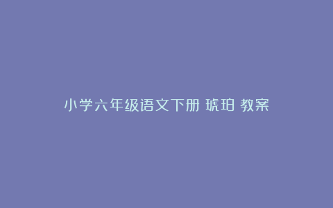 小学六年级语文下册《琥珀》教案