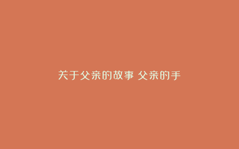 关于父亲的故事：父亲的手