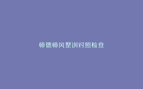 师德师风整训对照检查