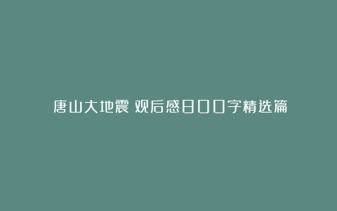 《唐山大地震》观后感800字精选篇