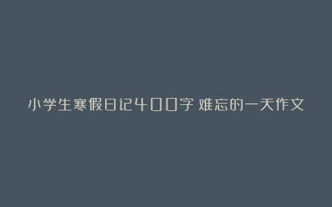 小学生寒假日记400字：难忘的一天作文