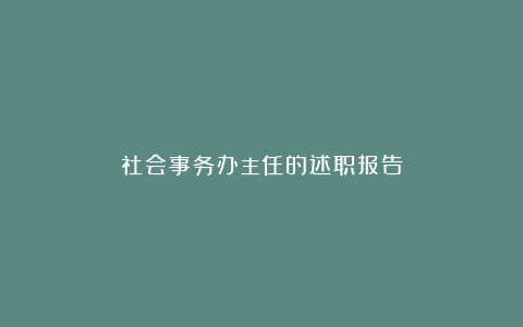 社会事务办主任的述职报告