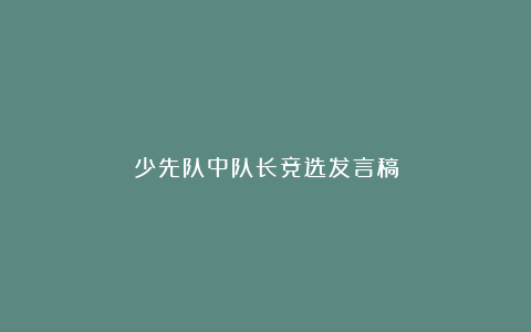 少先队中队长竞选发言稿