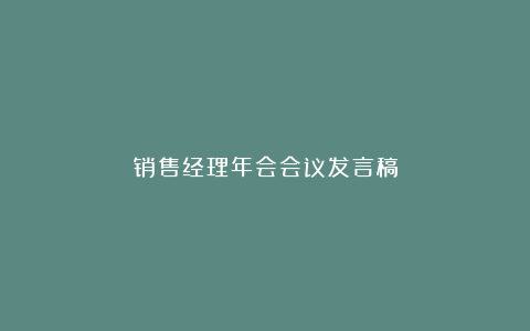 销售经理年会会议发言稿