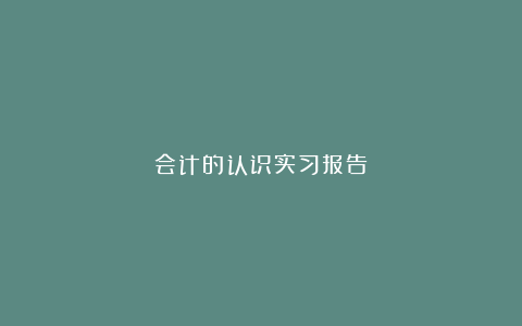 会计的认识实习报告