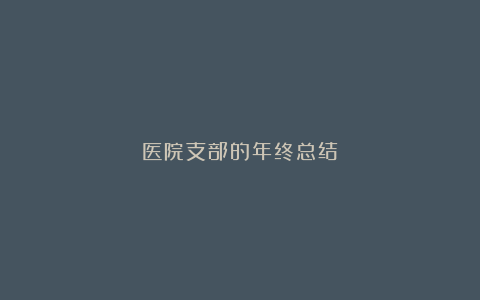 医院支部的年终总结