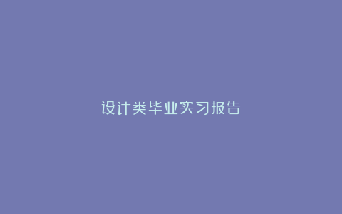 设计类毕业实习报告