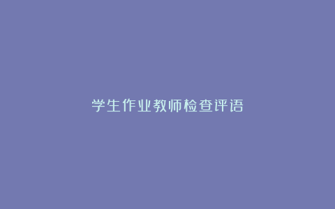 学生作业教师检查评语