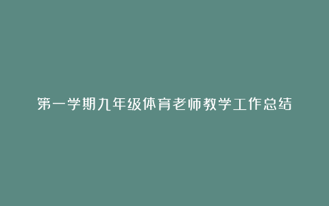 第一学期九年级体育老师教学工作总结