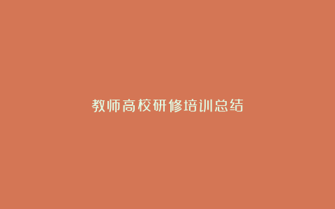 教师高校研修培训总结