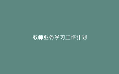 教师业务学习工作计划