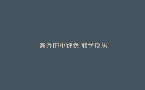 《漂亮的小钟表》教学反思