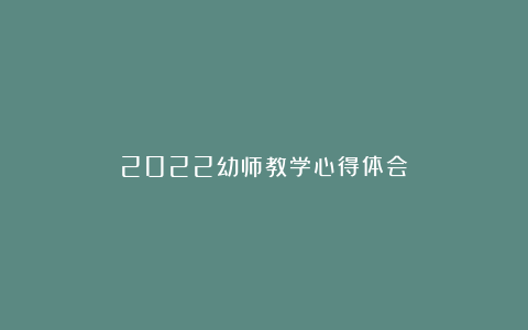 2022幼师教学心得体会