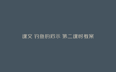 课文《钓鱼的启示》第二课时教案