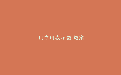 《用字母表示数》教案