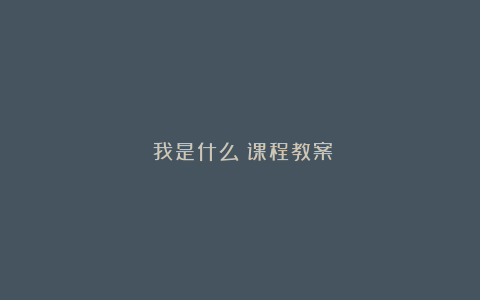 《我是什么》课程教案