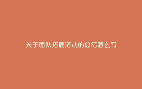 关于团队拓展活动的总结怎么写