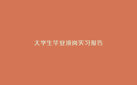 大学生毕业顶岗实习报告