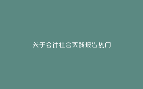 关于会计社会实践报告热门