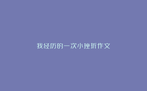 我经历的一次小挫折作文