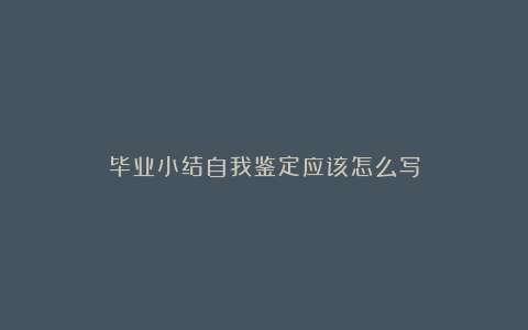 毕业小结自我鉴定应该怎么写