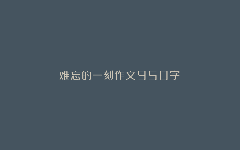 难忘的一刻作文950字