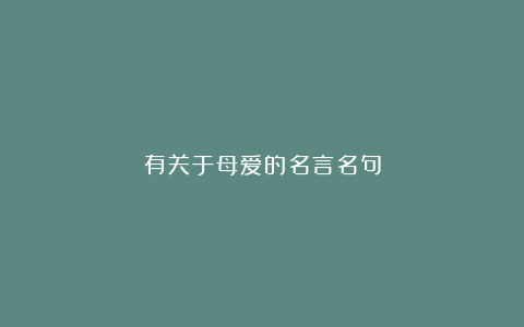 有关于母爱的名言名句