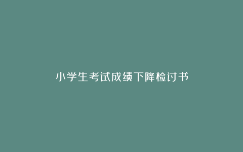 小学生考试成绩下降检讨书