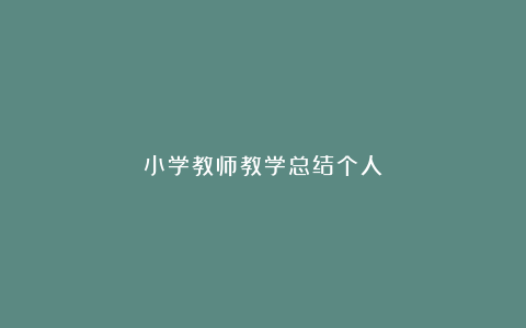 小学教师教学总结个人