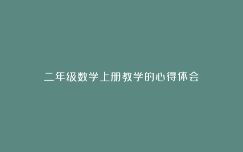 二年级数学上册教学的心得体会