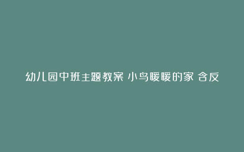 幼儿园中班主题教案《小鸟暖暖的家》含反思