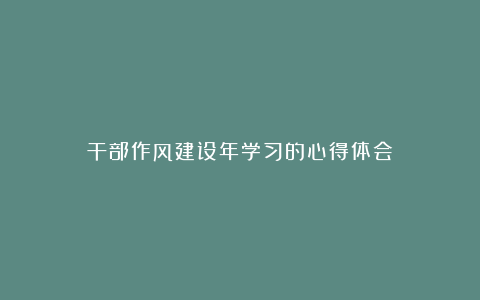 干部作风建设年学习的心得体会